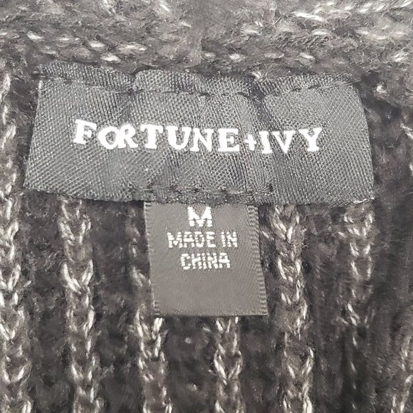 Fortune + Ivy Open Cardigan Sweater Women's Size Medium Black Grey Coatigan NWOT - Picture 2 of 16